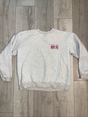 White Fox Light Gray Graphic Crewneck Sweatshirt with Pink Logo XS/S- never worn